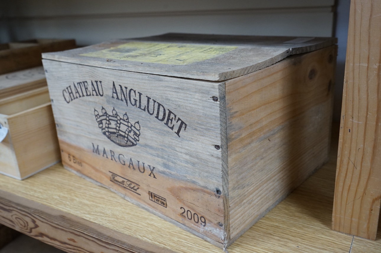 Six bottles of Chateau Angludet Margaux 2009 (O.W.C). Condition - unopened, from a local private cellar